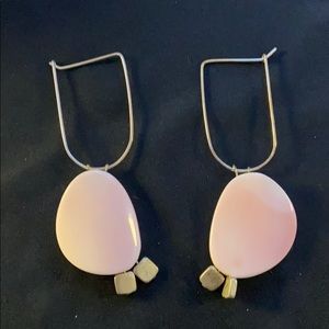 Statement Pink stone and silver earrings
